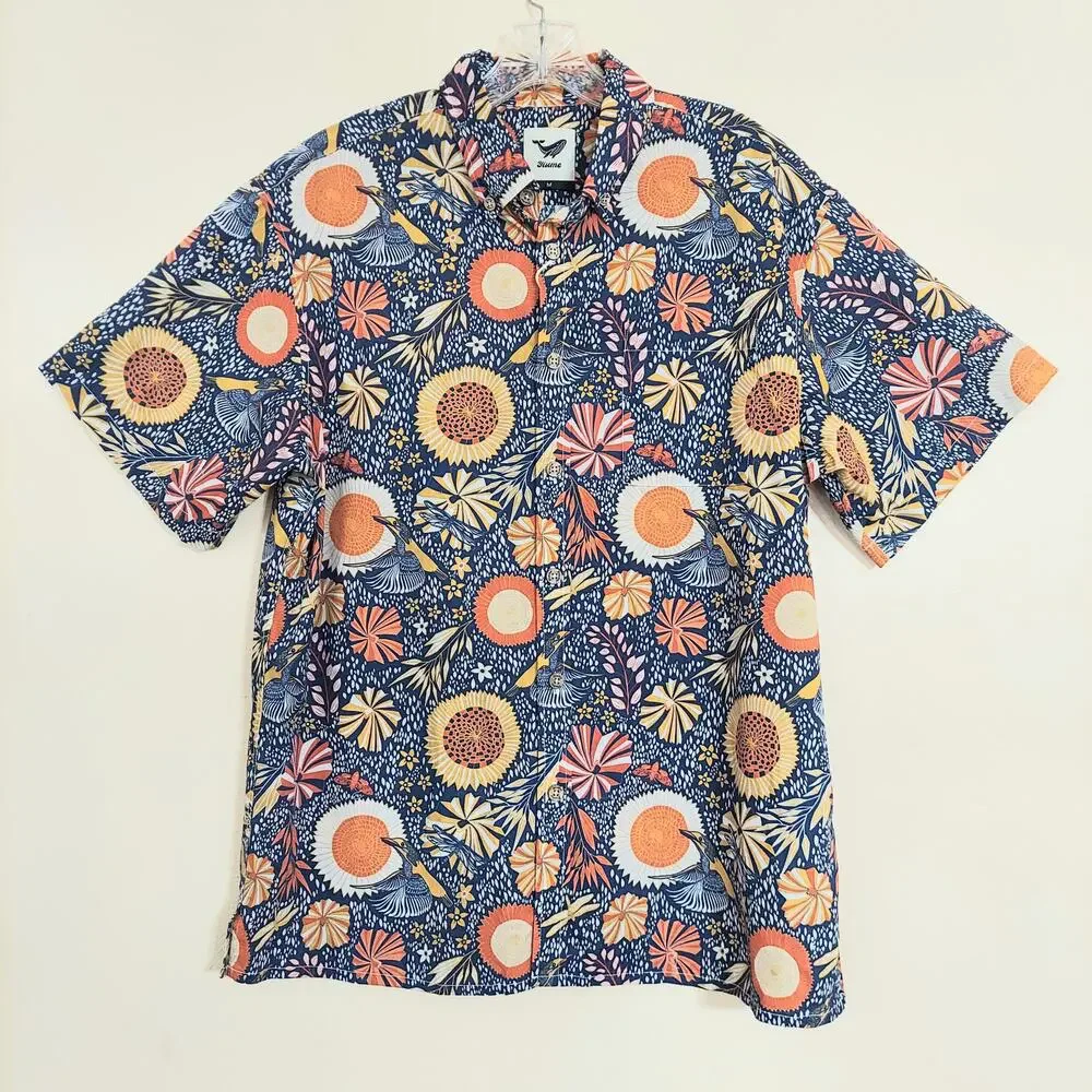 Yiume Men's Hawaiian Tropical Multicolor Floral Print Button Front Shirt